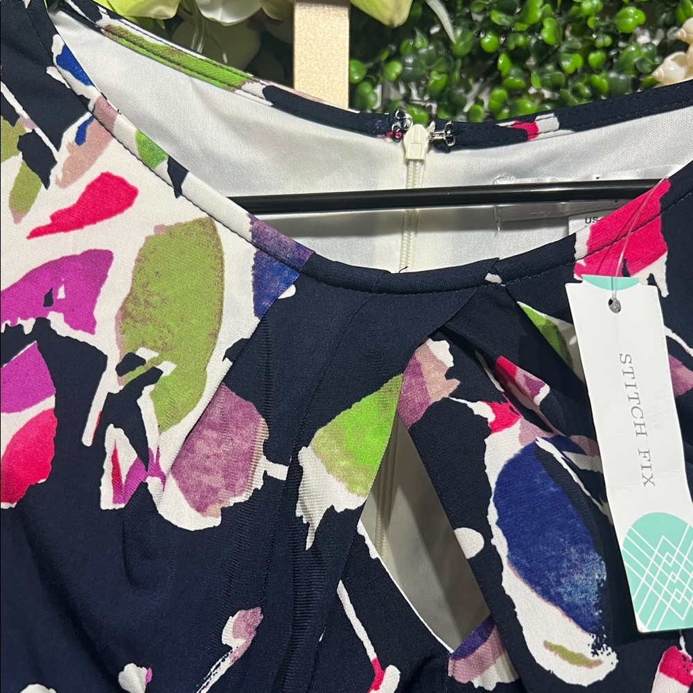 Wisp Ceena Jersey Navy Floral Sleeveless Midi Dress - Multicolor Floral size 10 - Picture 2 of 7